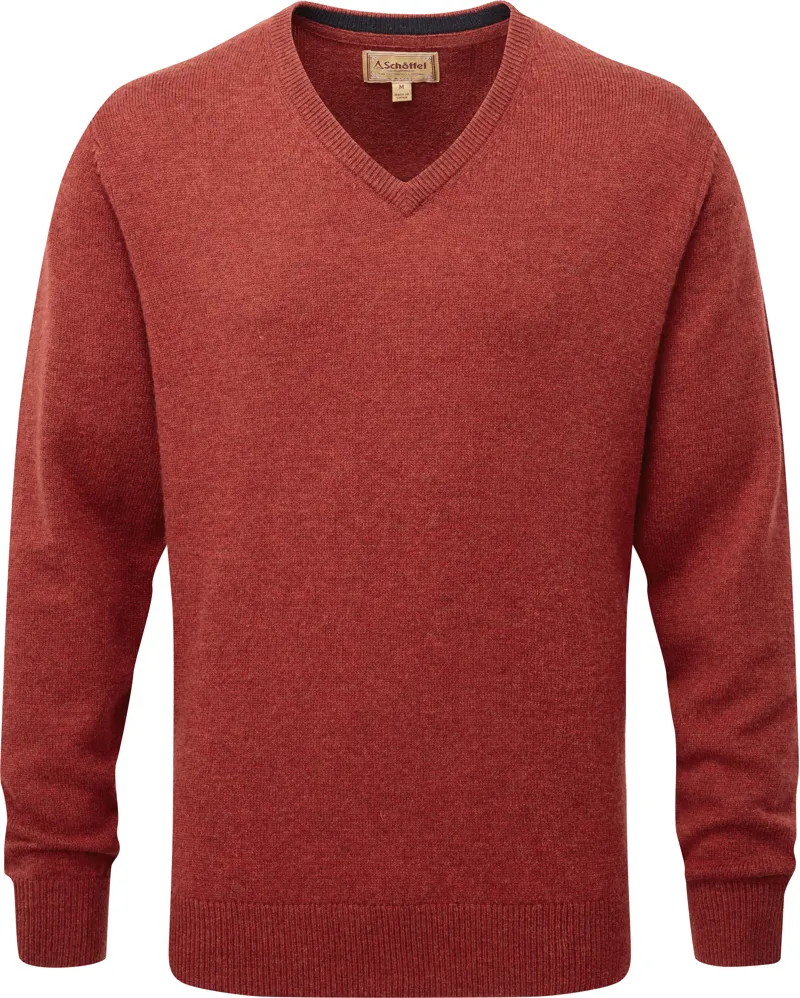 Schoffel Lewis Lambswool V Neck Jumper Deep Red