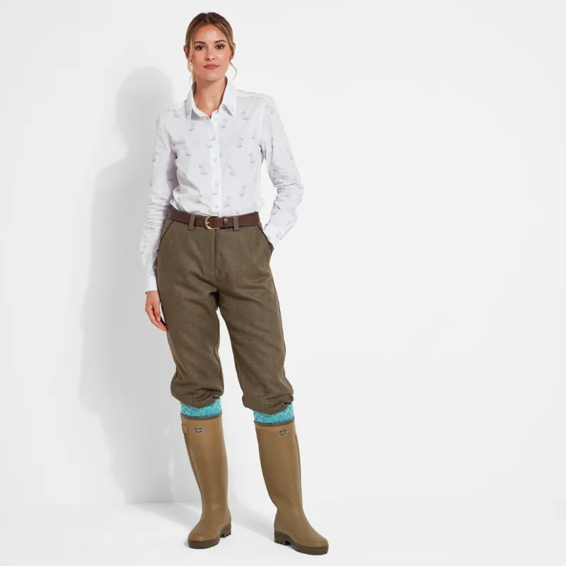 Schoffel High Waisted Tweed Breeks Loden Green Herringbone Tweed-1