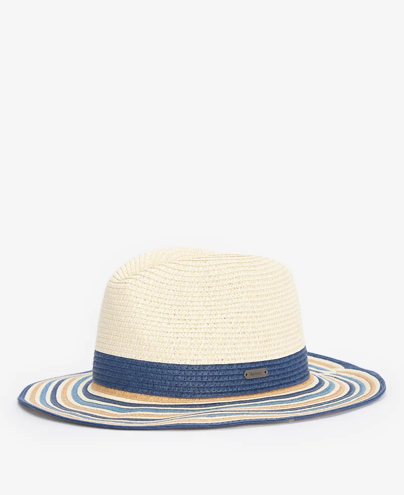 Barbour Amelda Fedora Summer Hat - Natural/Navy