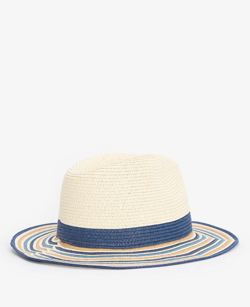 Barbour Amelda Fedora Summer Hat - Natural/Navy-1