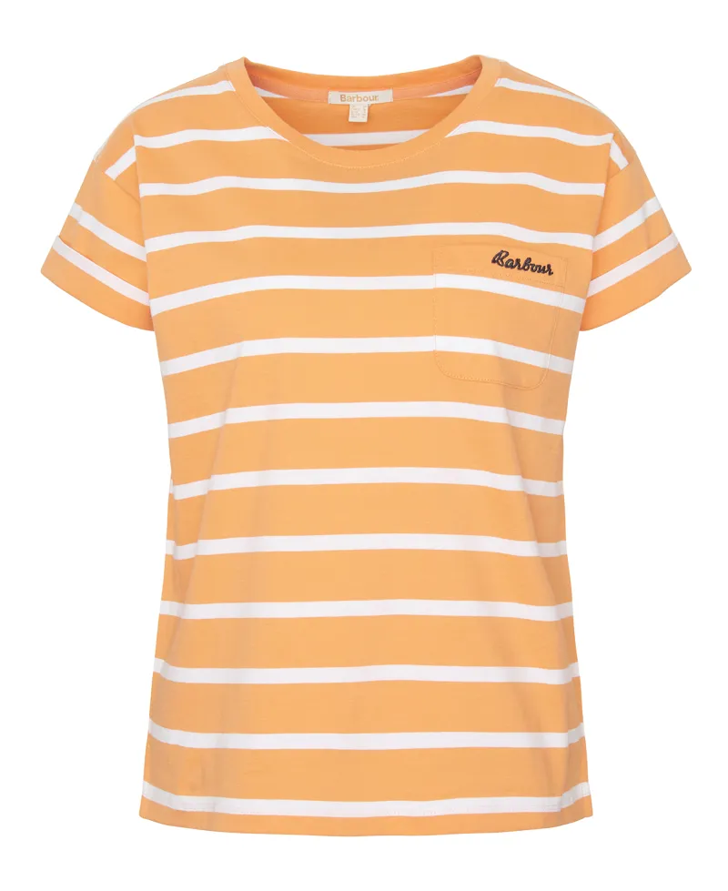 Barbour Ladies Otterburn Stripe T- Shirt - Apricot Crush