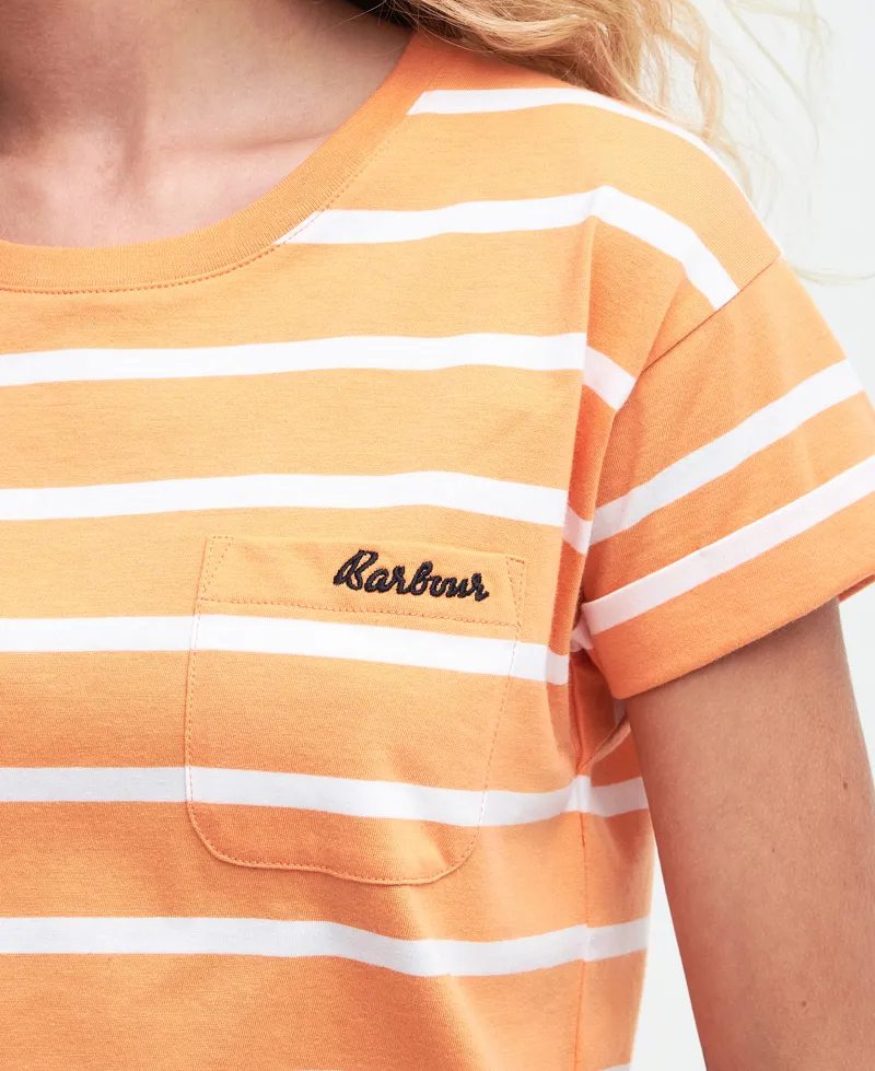 Barbour Ladies Otterburn Stripe T- Shirt - Apricot Crush-2