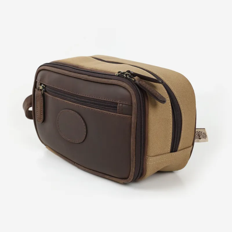 Teales Leather and Canvas Wash Bag