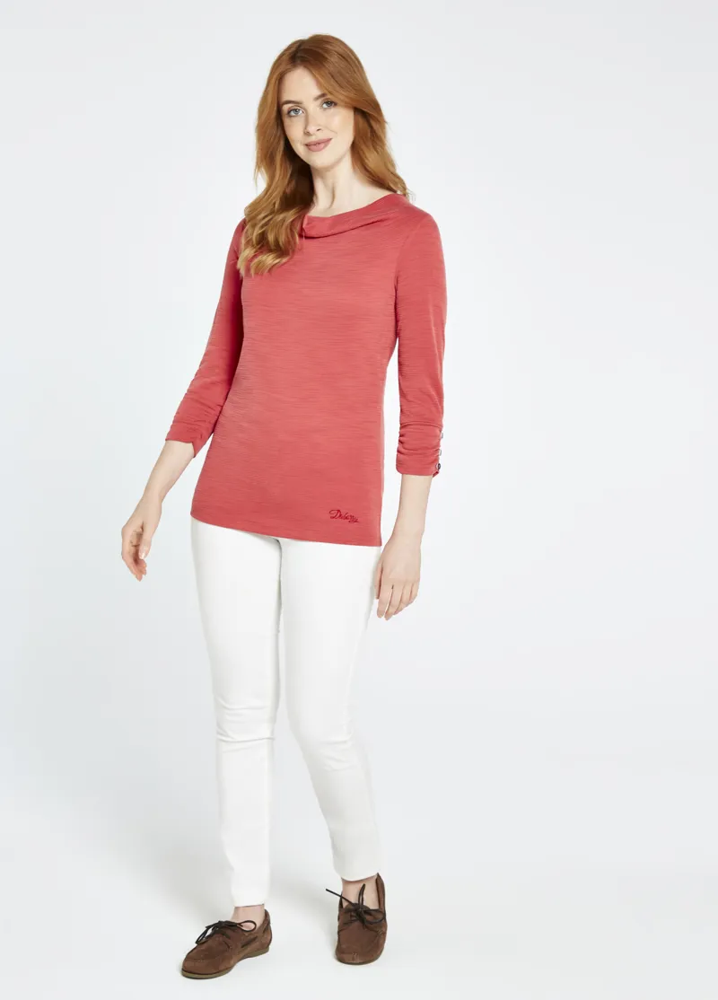 Dubarry Ladies Hillgrove Cowl Neck Top - Nantuck Red-2