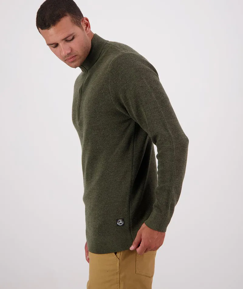 Swanndri Otahu River 1/4 Zip Merino Knit - Dark Olive-4