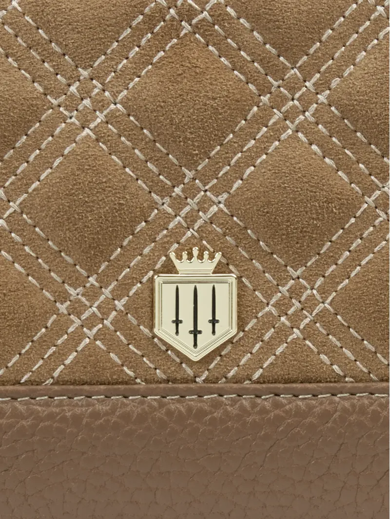 Fairfax and Favor Mini Salisbury Purse Quilted Tan Suede-1