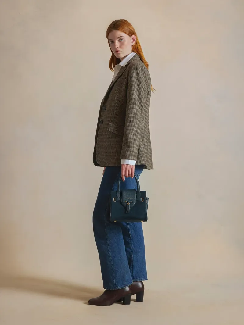 Fairfax and Favor Mini Windsor Handbag - Teal Suede-5