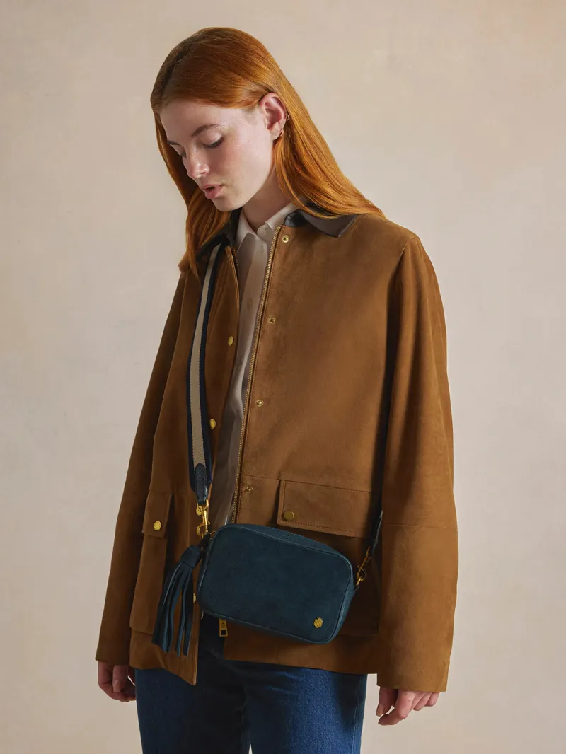 Fairfax and Favor Farnham Cross Body Bag - Teal Suede-1