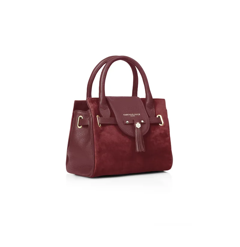 Fairfax and Favor Mini Windsor Handbag Ruby Suede-1