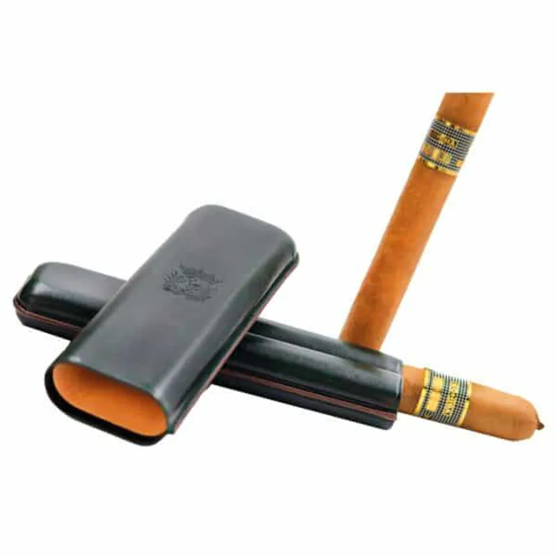 Rey Pavon Leather 2 Cigar Holder - 17cms