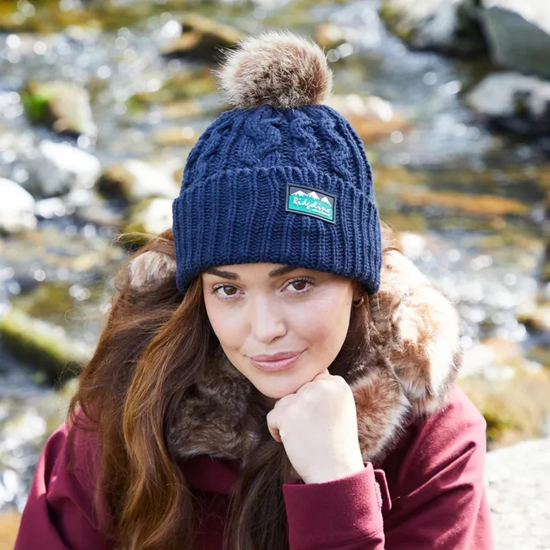 Ridgeline Nordic Fleck Bobble Hat - Navy-3