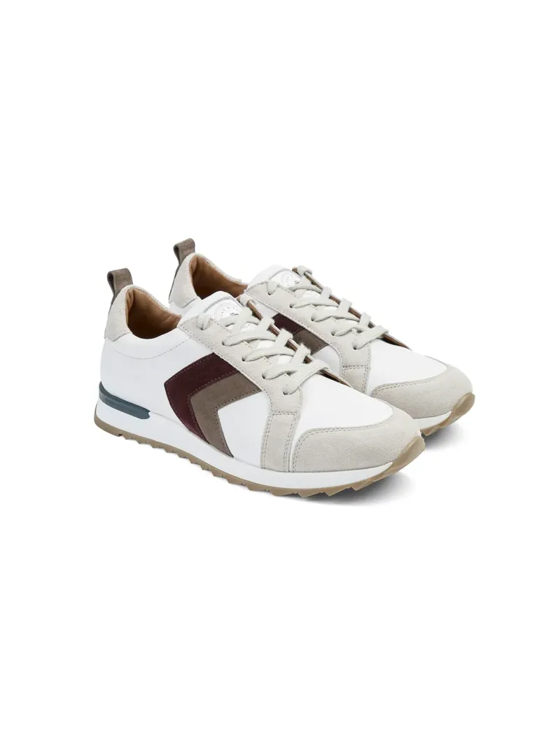 Fairfax and Favor Womens Xandra Trainer White Leather with Port/Deep Taupe-1