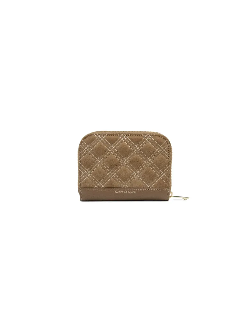 Fairfax and Favor Mini Salisbury Purse Quilted Tan Suede-2