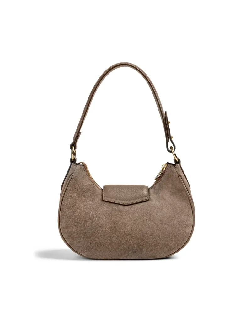 Fairfax and Favour Windsor Shoulder Bag Deep Taupe Suede-2
