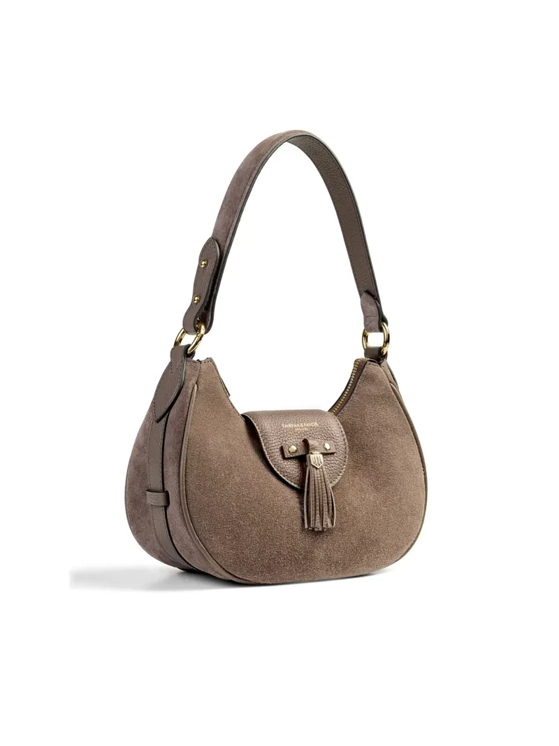 Fairfax and Favour Windsor Shoulder Bag Deep Taupe Suede-1