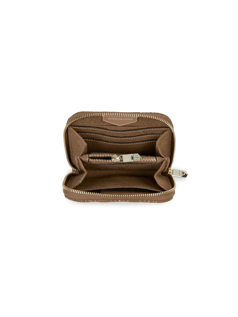Fairfax and Favor Mini Salisbury Purse Quilted Tan Suede-3