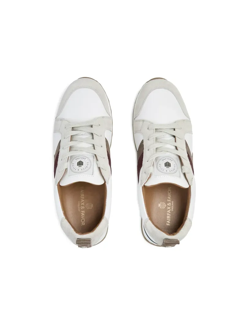 Fairfax and Favor Womens Xandra Trainer White Leather with Port/Deep Taupe-2