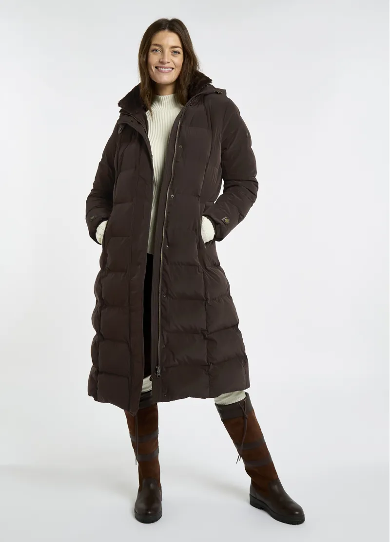 Dubarry Women's Aldborough Long Down Coat - Mahogany-1
