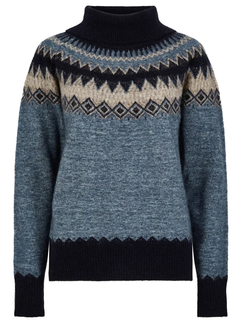 Dubarry Devlin Ladies Fair Isle Roll Neck - Navy