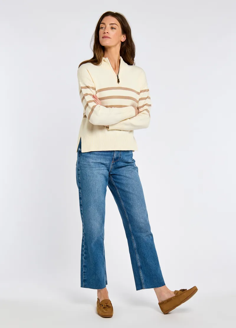 Dubarry Ladies Fonthill Zip Neck Sweater - Oyster-3