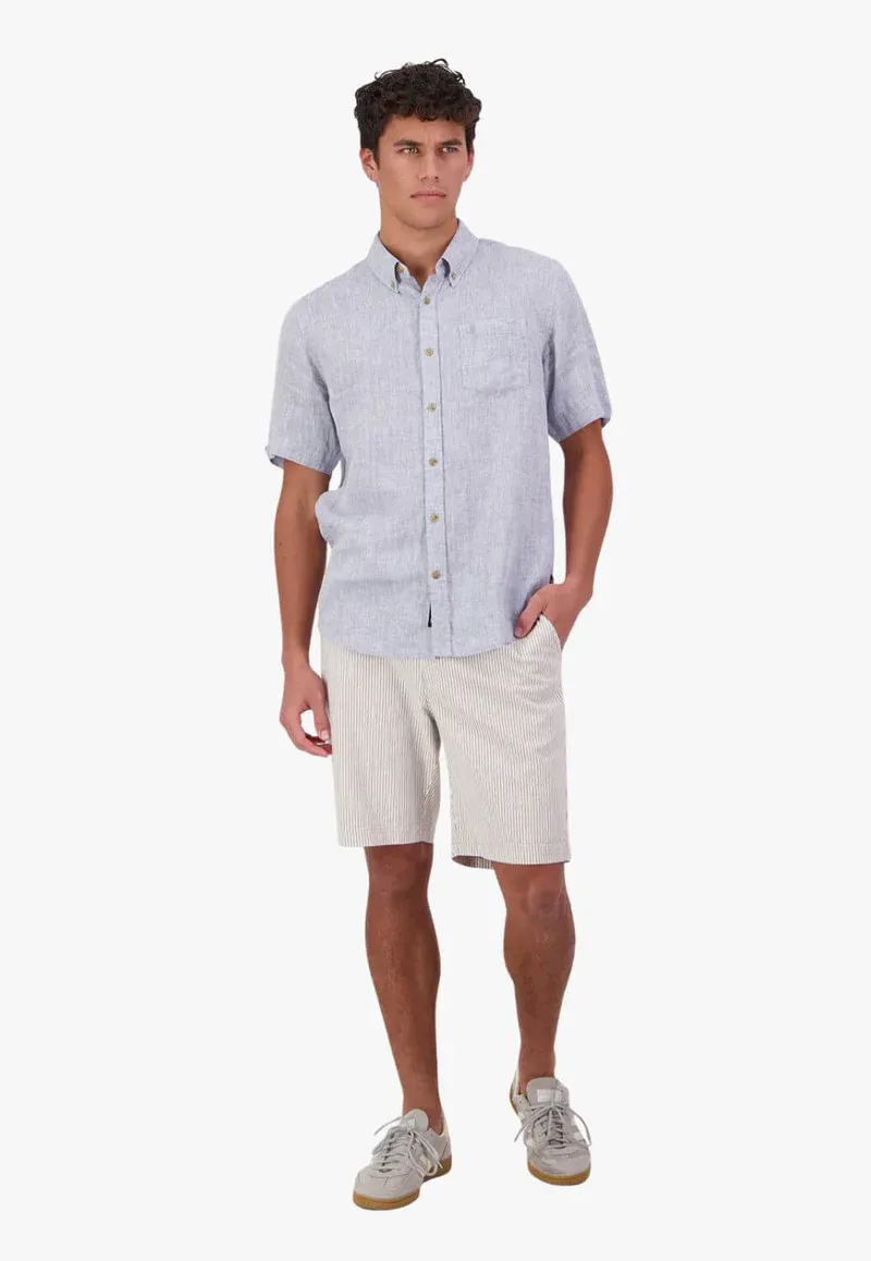 Swanndri Humber SS Linen Shirt - Summer Blue-3