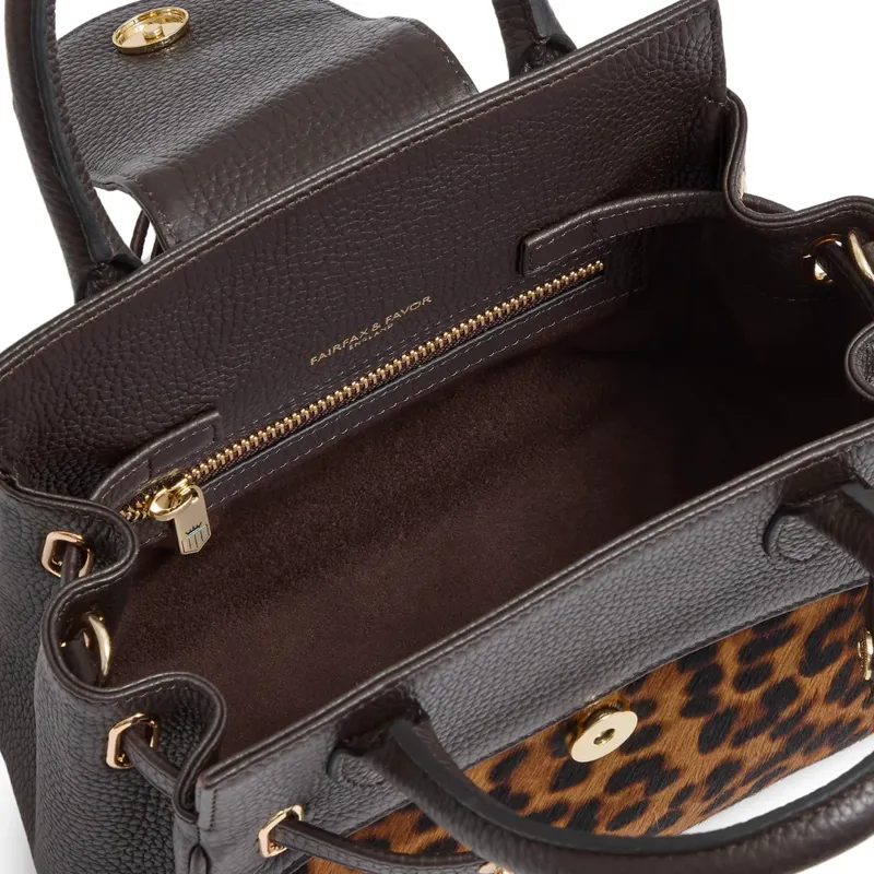 Fairfax and Favor Mini Windsor Handbag Leopard Haircalf-4