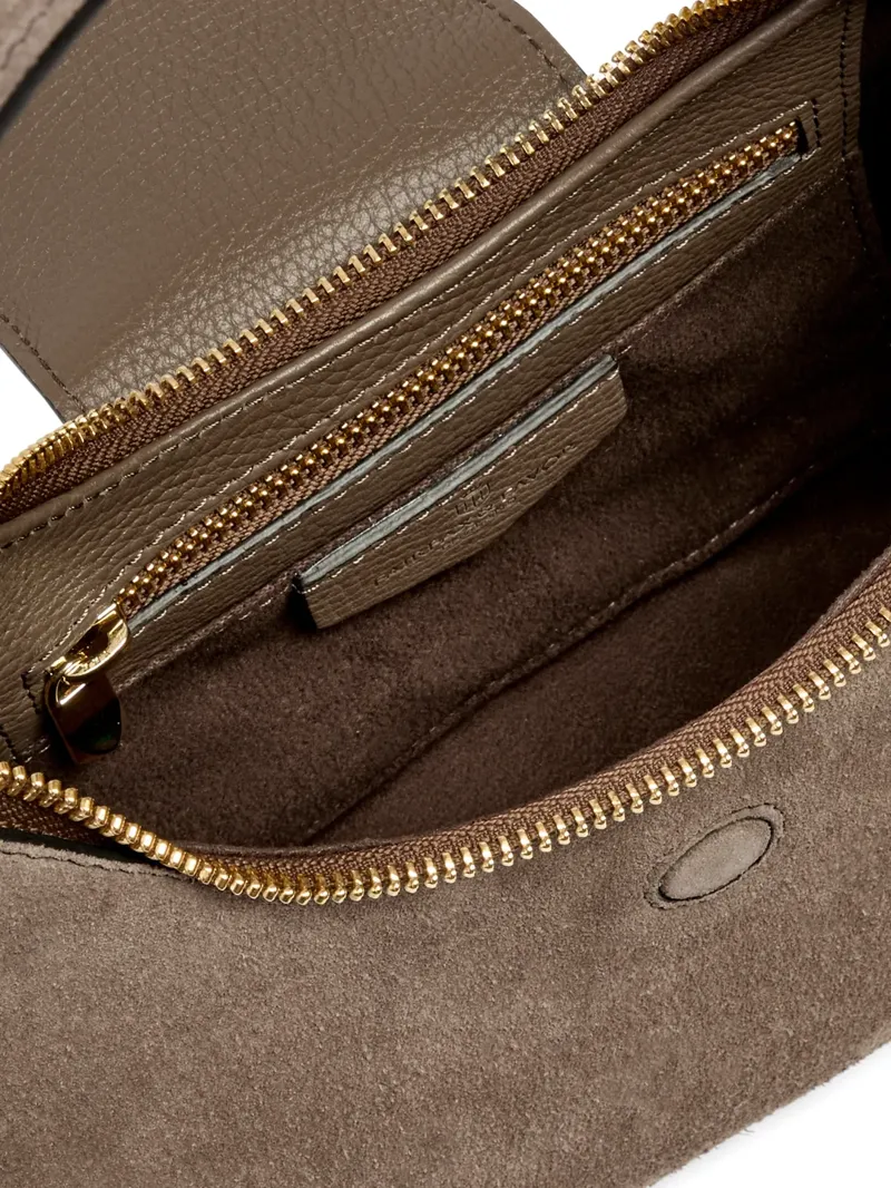 Fairfax and Favour Windsor Shoulder Bag Deep Taupe Suede-4