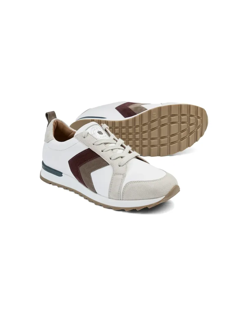 Fairfax and Favor Womens Xandra Trainer White Leather with Port/Deep Taupe-3