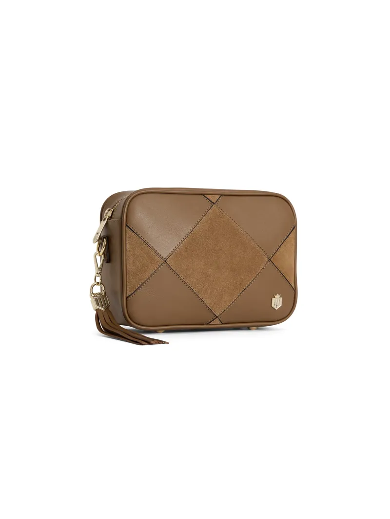 Fairfax and Favor Finsbury Harlequin Cross Body Bag - Tan Suede-1