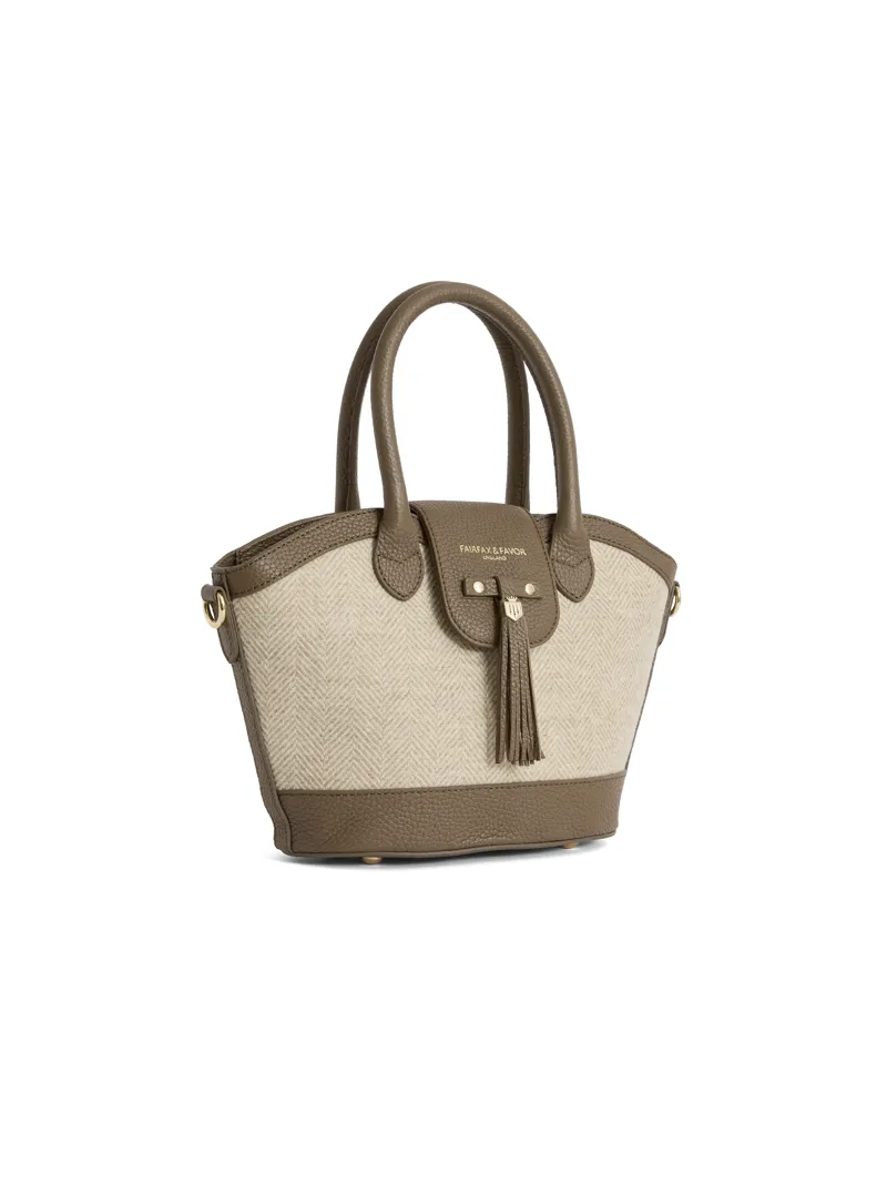 Fairfax and Favor Mini Windsor Tote Herringbone Bag - Fawn Leather-1