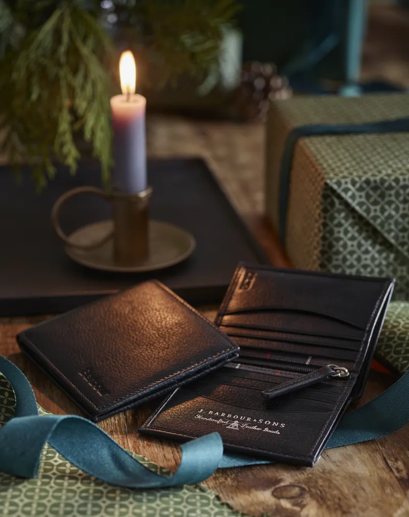 Barbour Colwell Leather Billfold Wallet - Black/Classic-4