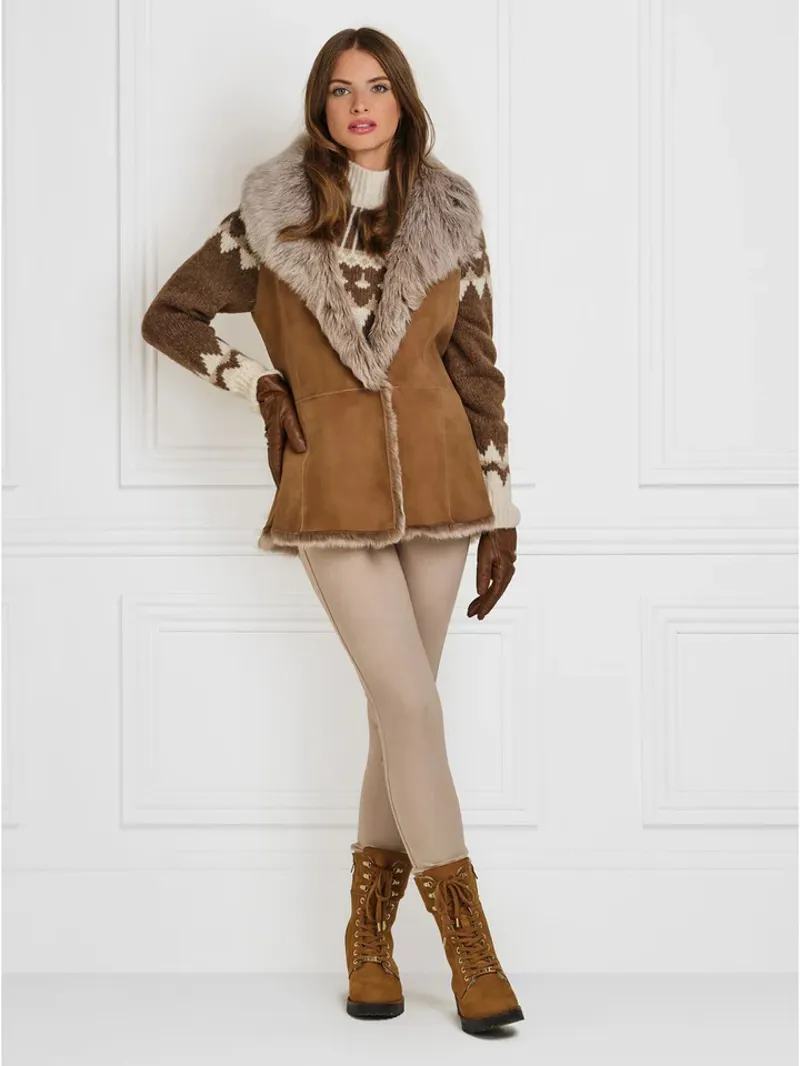 Fairfax and Favor Womens Shearling Lined Anglesey Boot -  Cognac-5