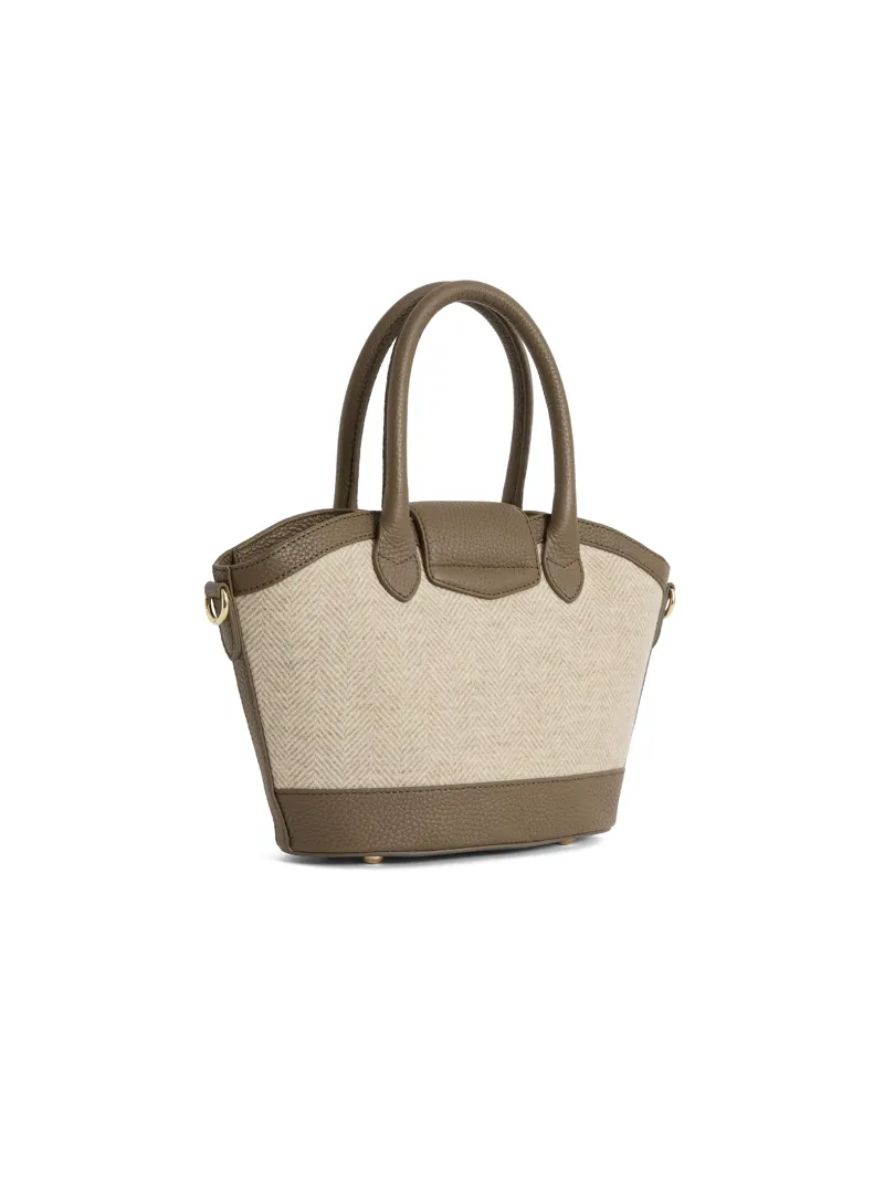 Fairfax and Favor Mini Windsor Tote Herringbone Bag - Fawn Leather-2