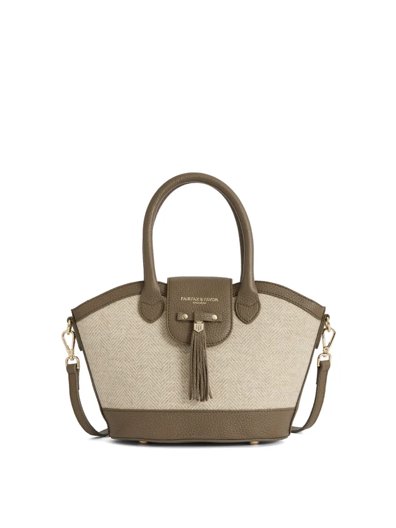 Fairfax and Favor Mini Windsor Tote Herringbone Bag - Fawn Leather