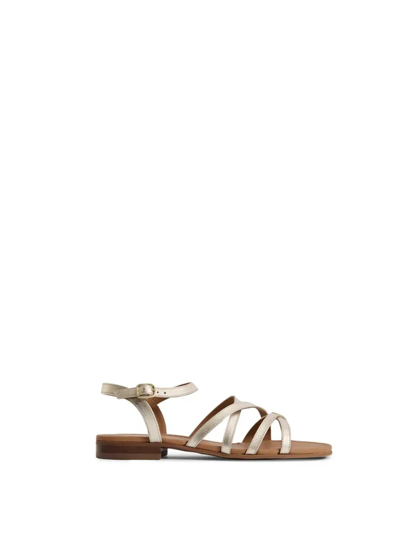 Fairfax and Favor St Ives Sandal - Gold Leather-2