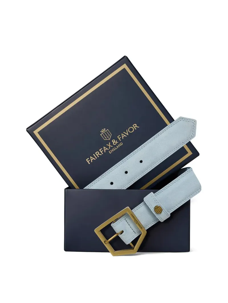 Fairfax and Favor Felbrigg Suede Belt - Sky Blue-3