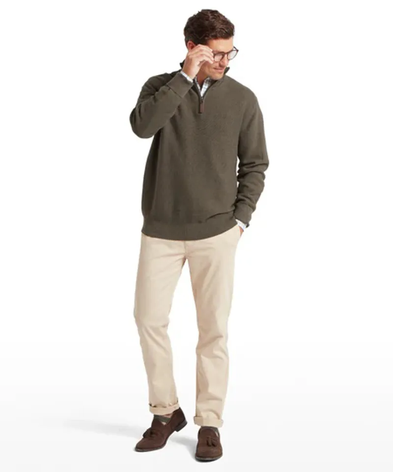 Schoffel Porthleven 1/4 Zip Jumper - Beetle Green-3