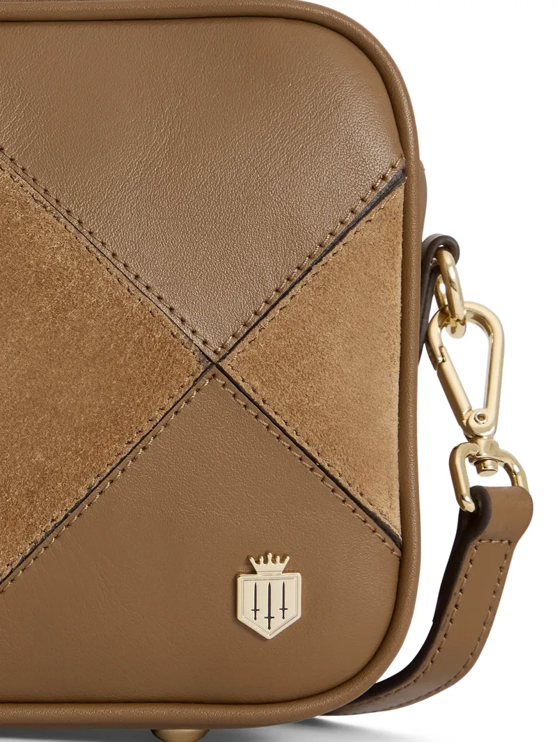 Fairfax and Favor Finsbury Harlequin Cross Body Bag - Tan Suede-5