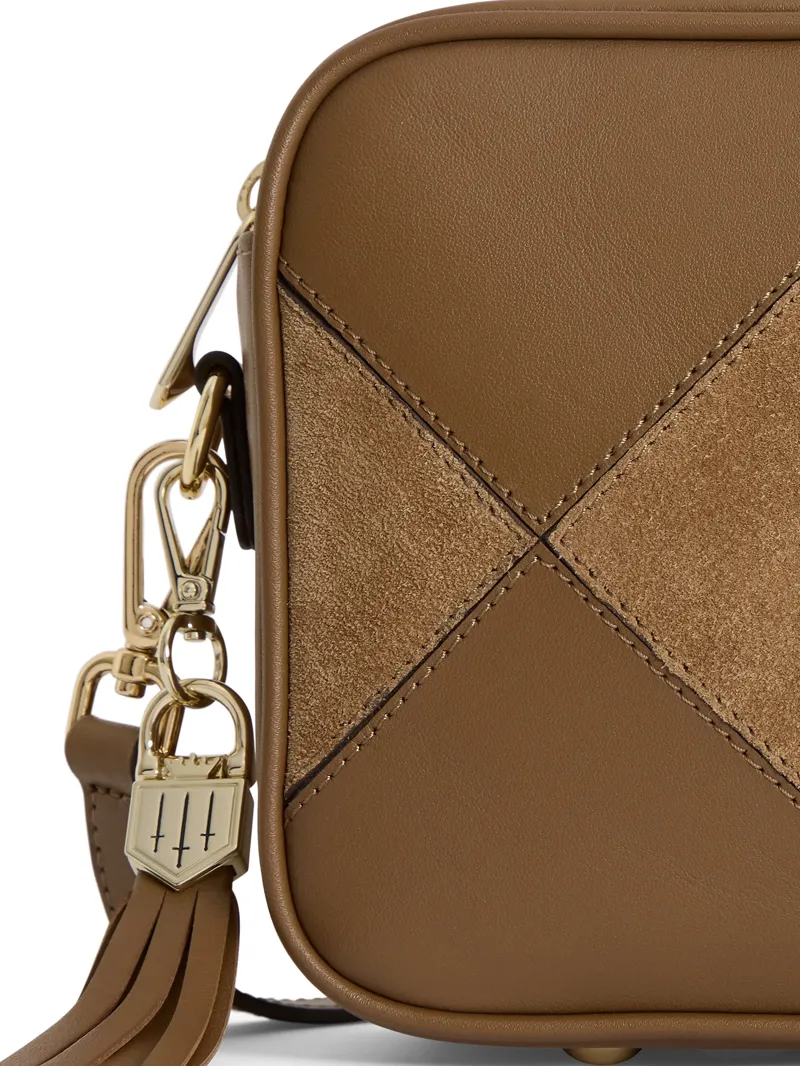 Fairfax and Favor Finsbury Harlequin Cross Body Bag - Tan Suede-4