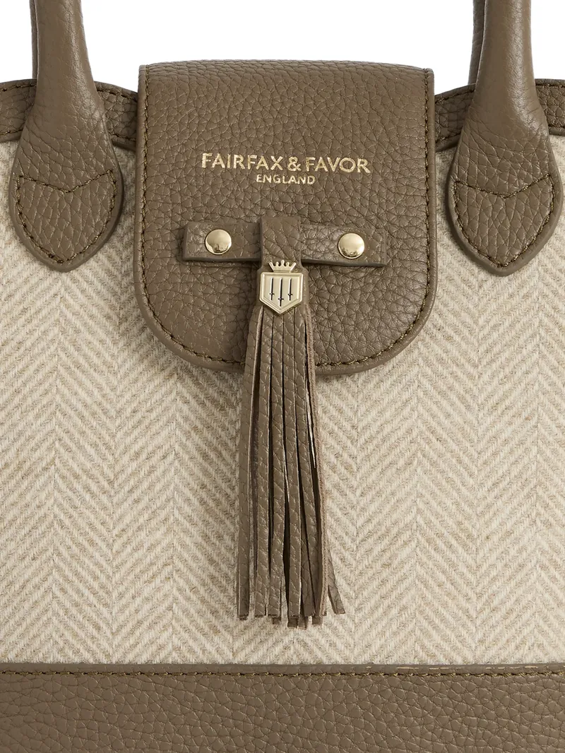 Fairfax and Favor Mini Windsor Tote Herringbone Bag - Fawn Leather-6