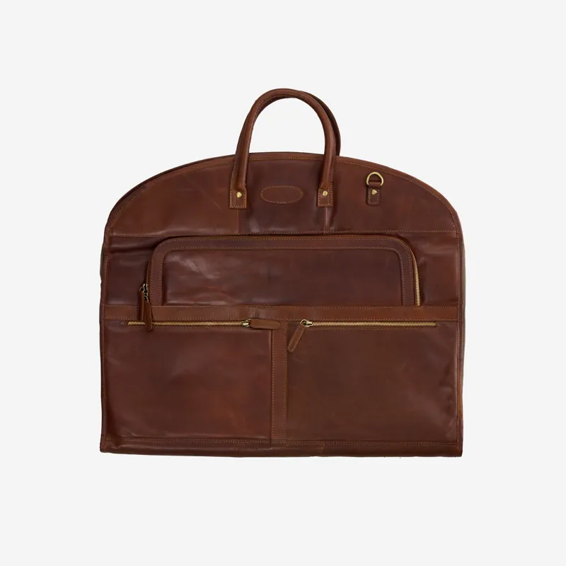 Teales Chestnut Leather Suit Carrier