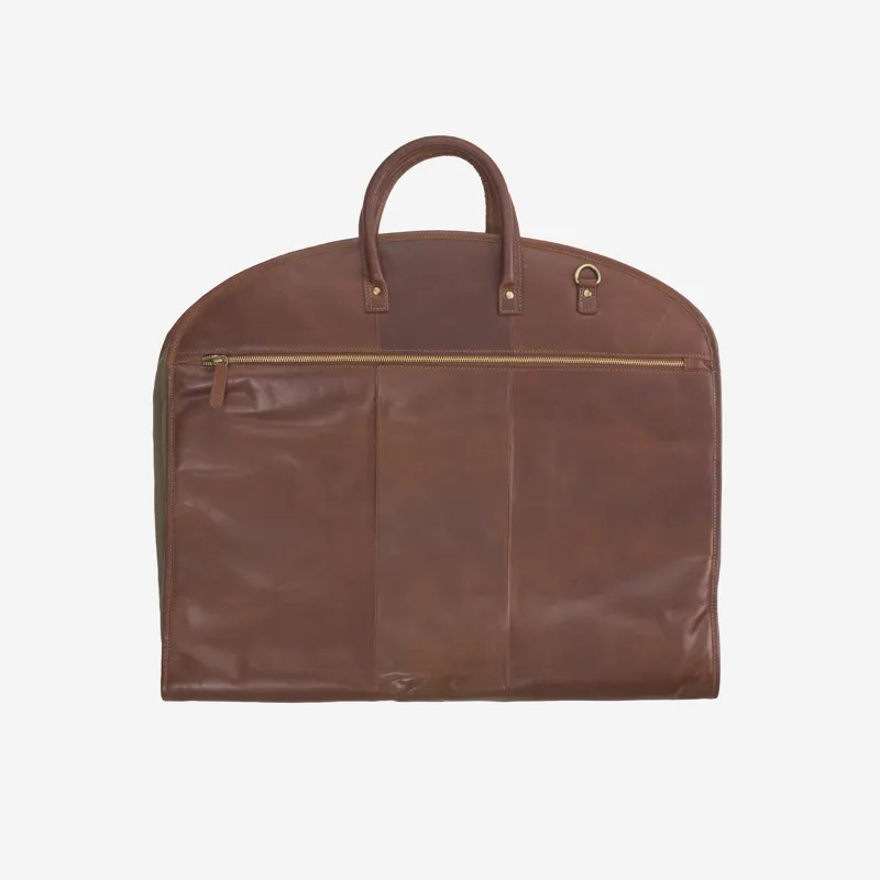 Teales Chestnut Leather Suit Carrier-1