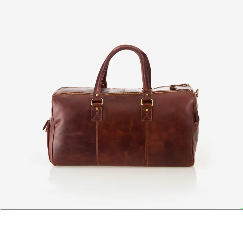 Teales Chestnut Leather Weekend Bag-3