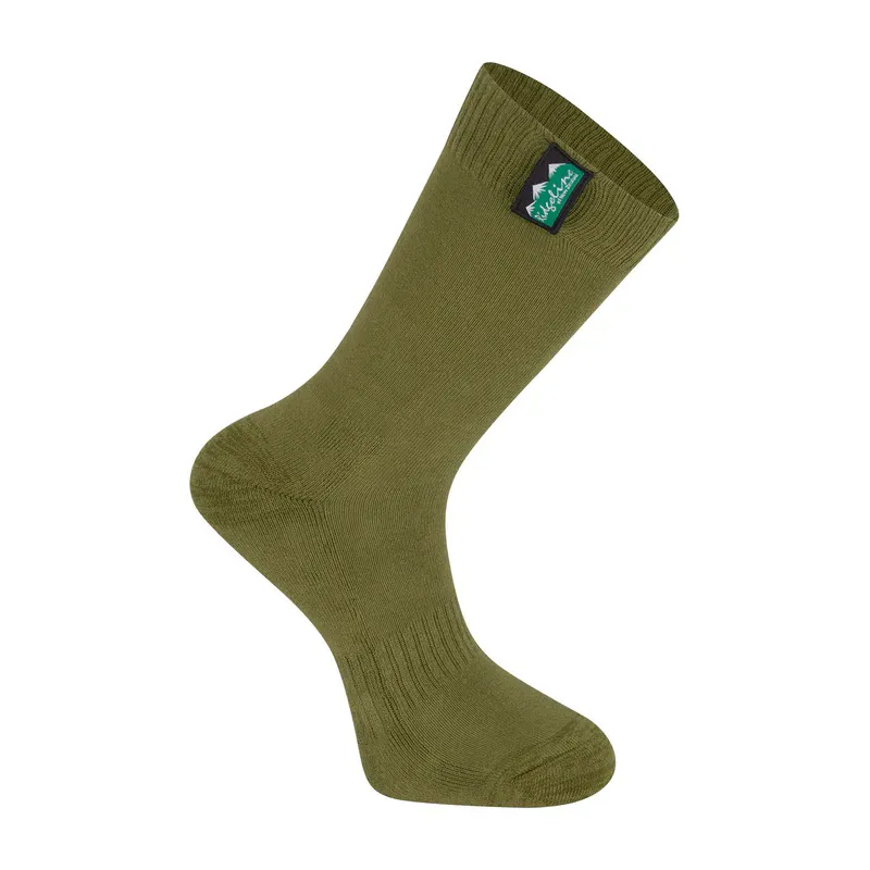 Ridgeline Cotton Light Work Socks Mid Length - Olive-3