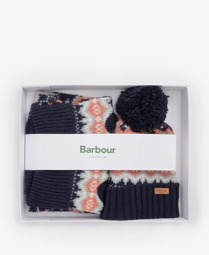 Barbour Dog Fairisle Gift Set - Pink/Navy