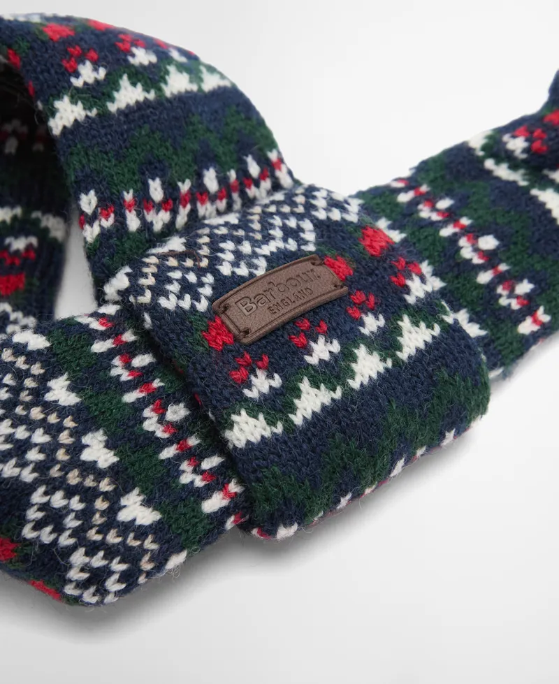 Barbour Marlow Fair Isle Dog Scarf - Navy Festive-1