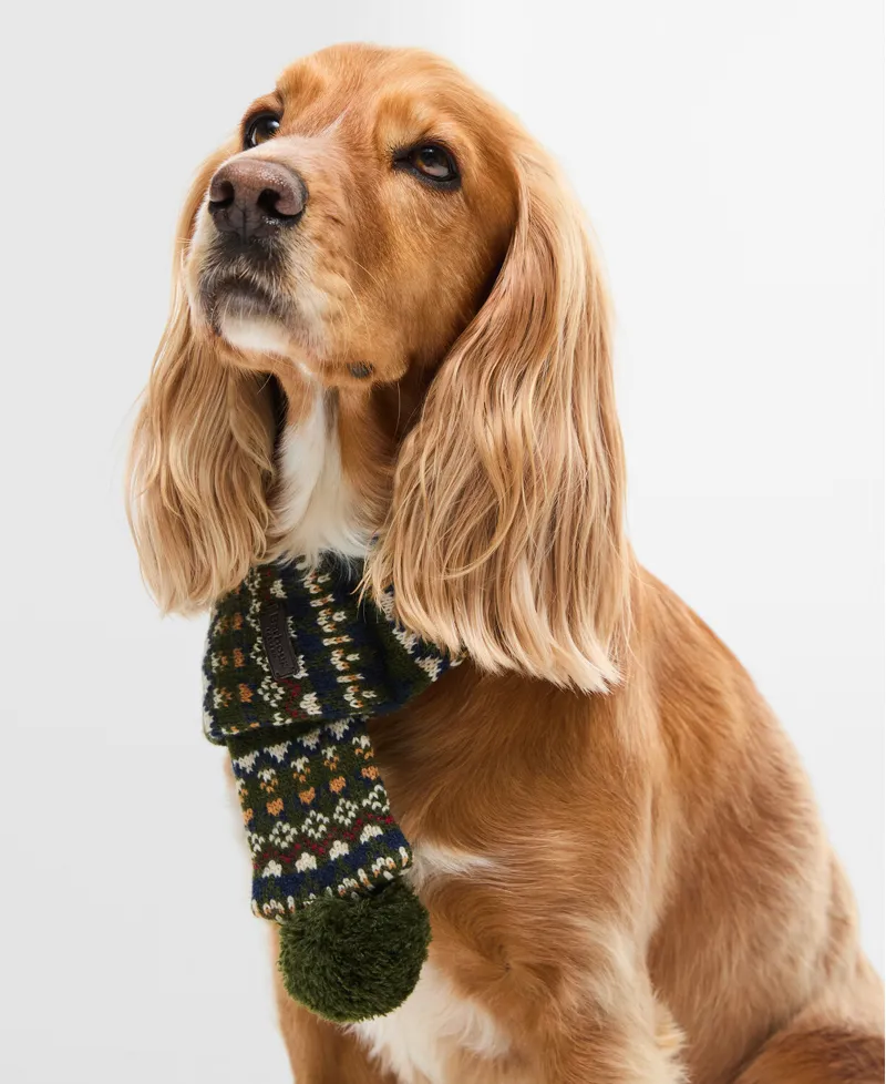 Barbour Marlow Fair Isle Dog Scarf - Olive-1