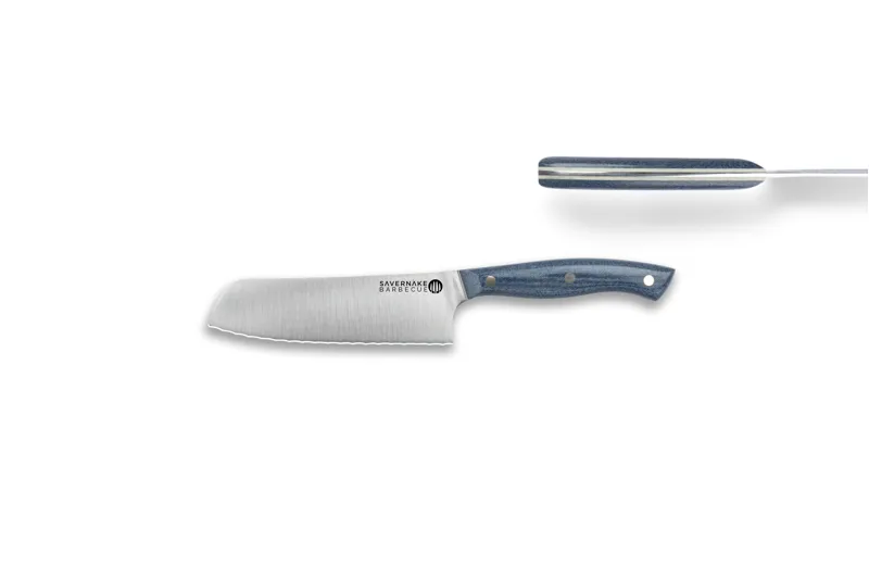 Savernake Serrated Nakiri Denim Micarta/White