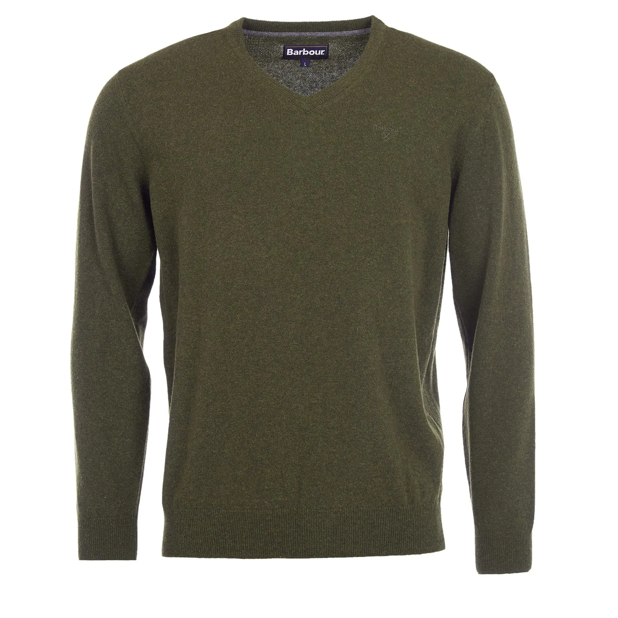 Barbour Essential Lambswool V Neck Jumper Seaweed