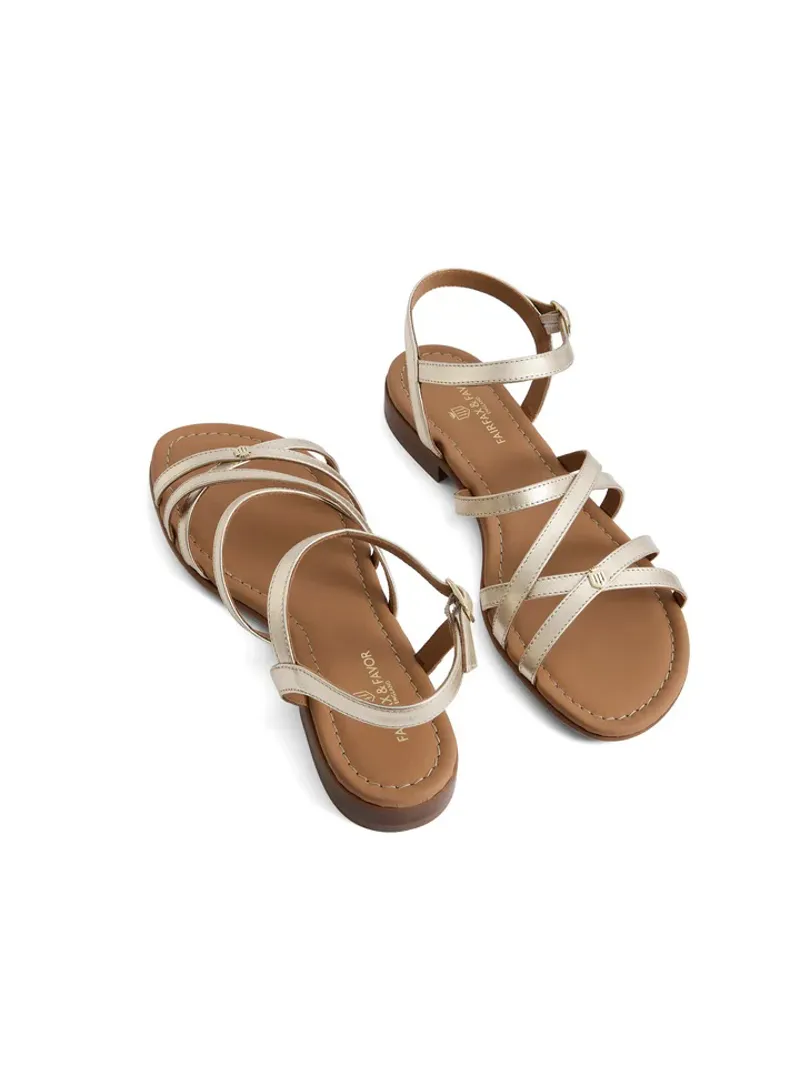 Fairfax and Favor St Ives Sandal - Gold Leather-3
